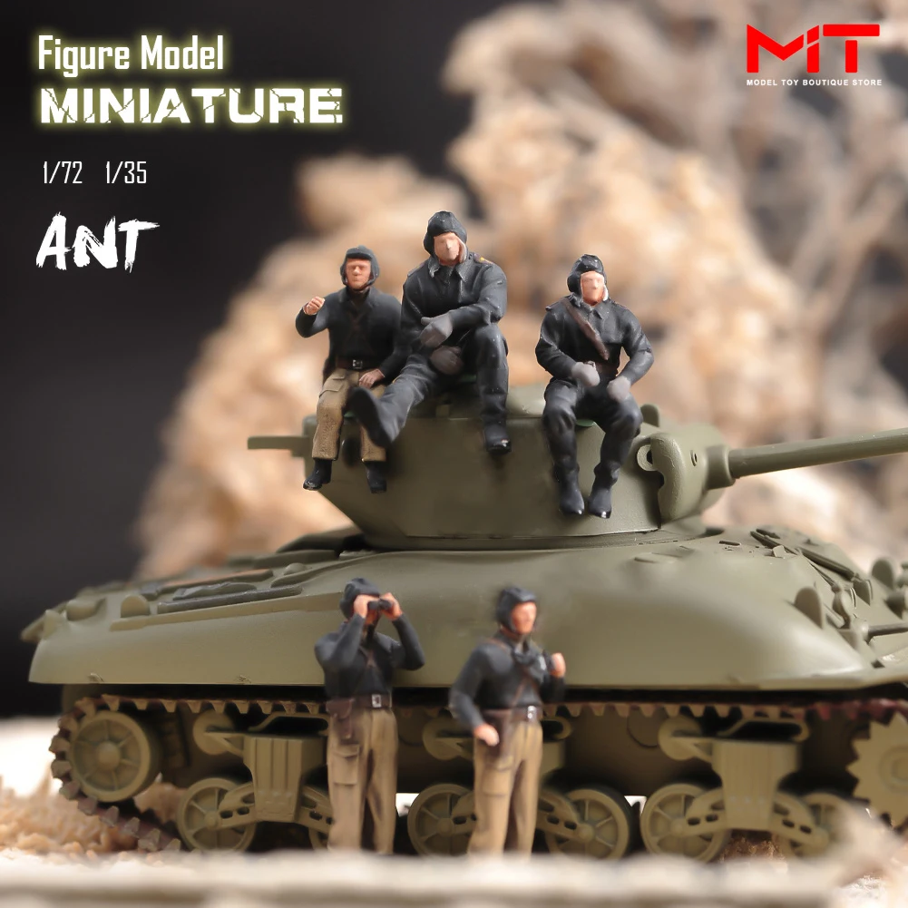 

Miniatures Handmade 1/35 1/72 Scale Painted World War II Russian Tank Soldiers Creative DIY Scene Props Figures Model Figurine