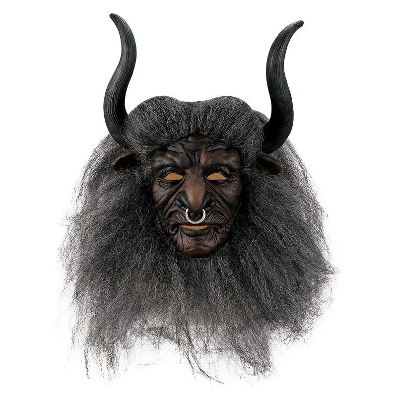 

New Bull Demon King Mask: Brave Man Black Latex Classic Character COS Prop Wearing Cow Head Mask