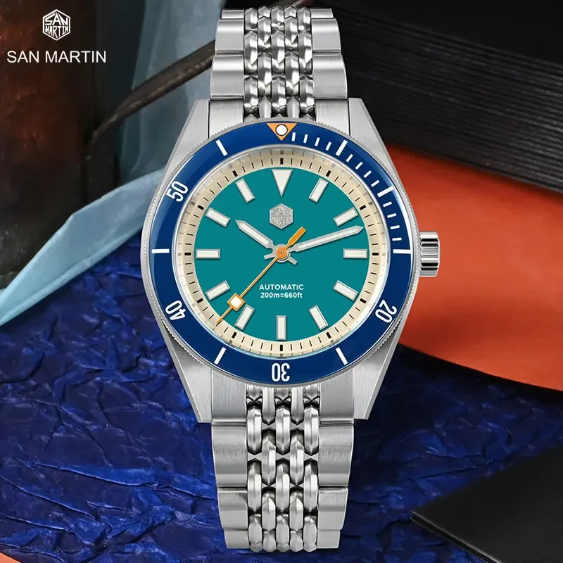 

San Martin New 39.5mm Diver Watch Luxury NH35 Automatic Men Mechanical Watches Sapphire Crystal Waterproof 200M BGW-9 Luminous