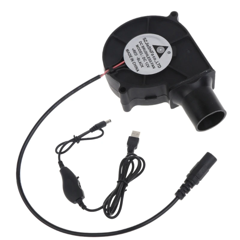 

USB 5V2A 12V 5.5x2.1mm BBQ Cooking Stove Blower Fan 2500RPM Air Blower Barbecue Dropship