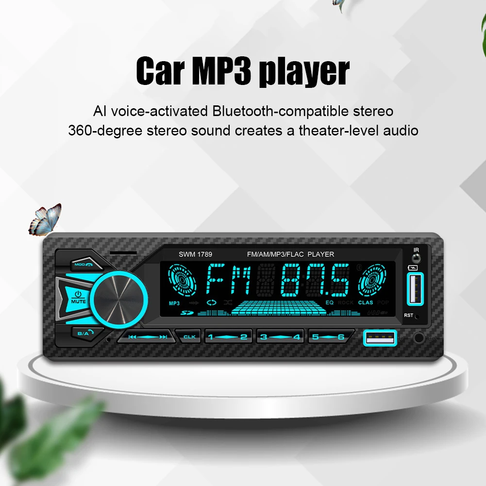 SWM-1789 1Din Car Stereo Bluetooth-Compatible Audio MP3 Player Car Radio Support USB/TF/AUX Hands-free Call Color Changing Light
SWM-1789 1Din Car Stereo Bluetooth-Compatible Audio MP3 Player Car Radio Support USB/TF/AUX Hands-free Call Color Changing Light