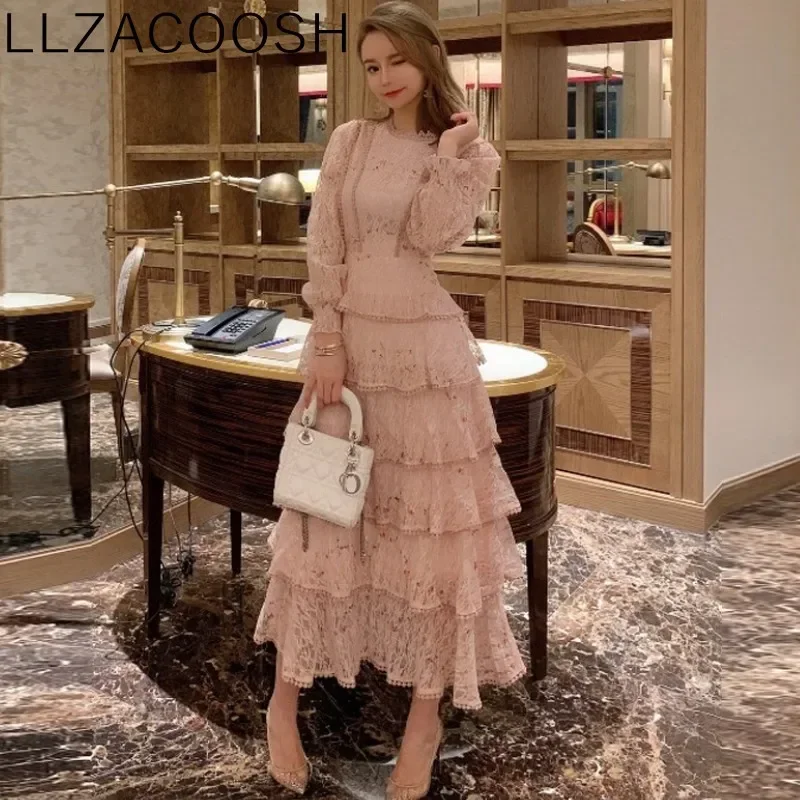 Vintage Spring Women Lace Embroidery Sweet Ruffles Layered Midi Long Dress Elegant Princess Party Holiday Dress Vestidos
Vintage Spring Women Lace Embroidery Sweet Ruffles Layered Midi Long Dress Elegant Princess Party Holiday Dress Vestidos
