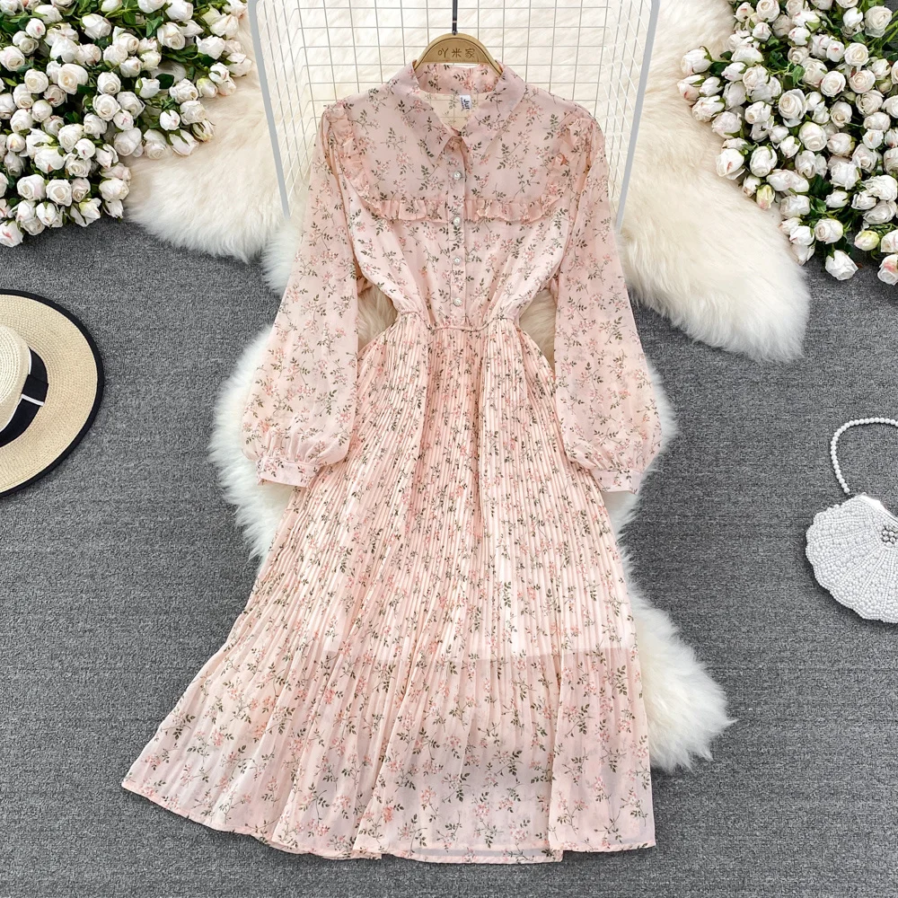 Fashion Summer Midi Long Floral Print Chiffon Dress Women 2022 Autumn Pleated A Line Long Sleeve Casual Shirt Dresses
Fashion Summer Midi Long Floral Print Chiffon Dress Women 2022 Autumn Pleated A Line Long Sleeve Casual Shirt Dresses