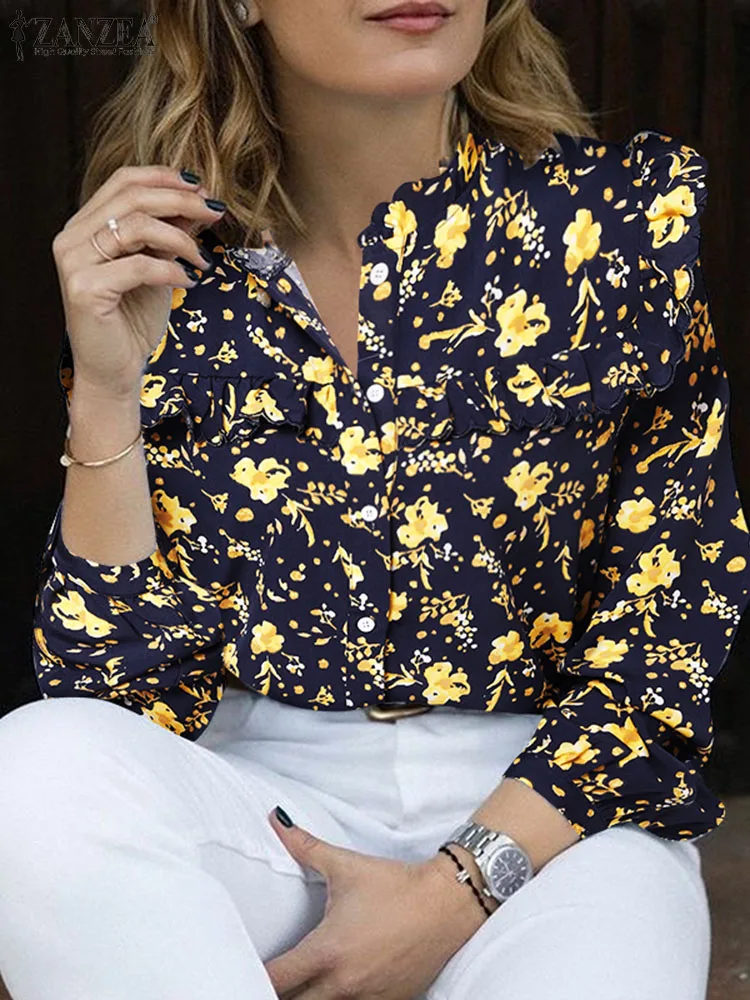 Elegant Long Sleeve Blouse ZANZEA Women Flower Printed Ruffled Stitching Shirt Casual Long Puff Sleeve Tops Autumn Buttons Blusa
Elegant Long Sleeve Blouse ZANZEA Women Flower Printed Ruffled Stitching Shirt Casual Long Puff Sleeve Tops Autumn Buttons Blusa