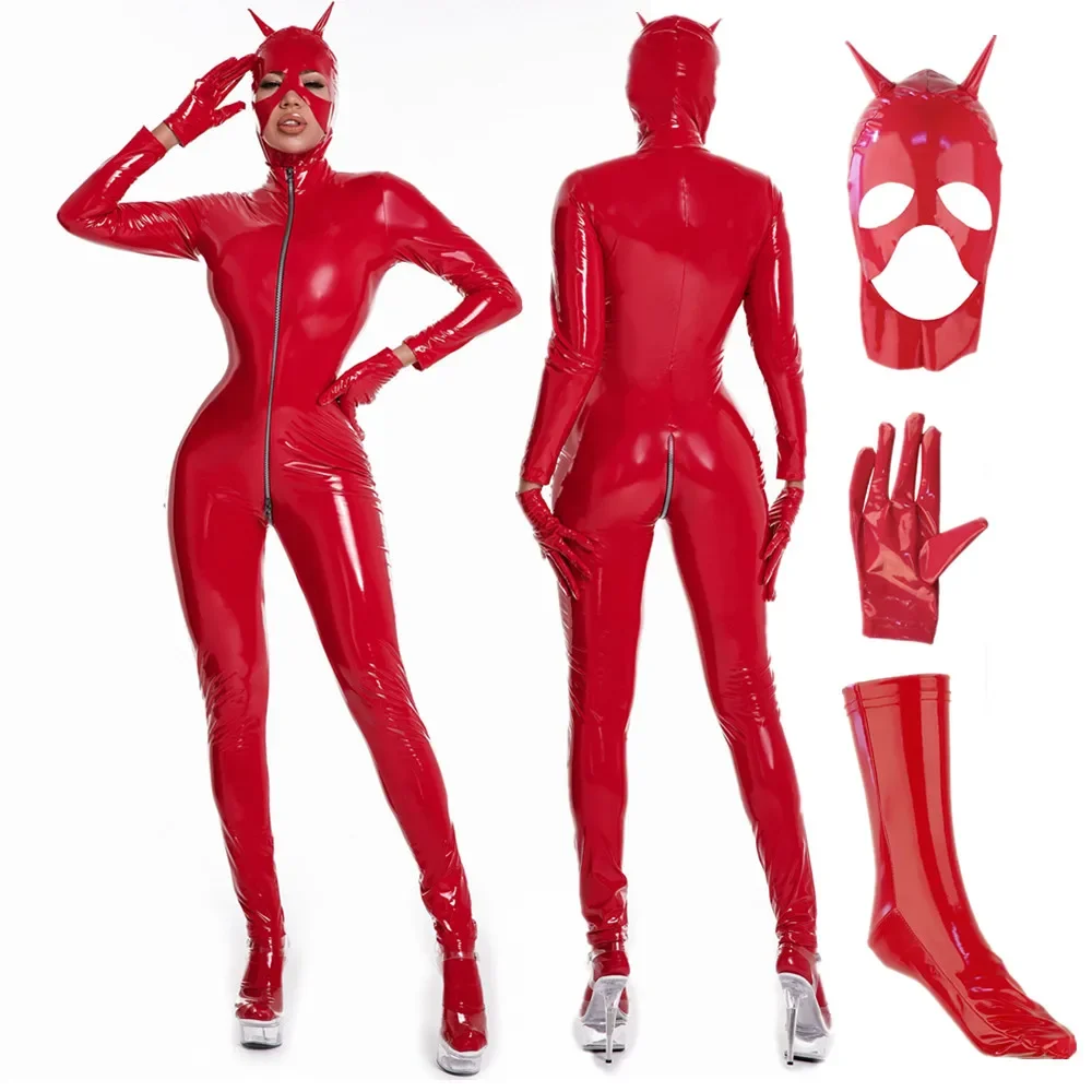 Wetlook Faux Leather Jumpsuit Women Sexy Cat Girl Zipper Open Crotch PVC Latex Catsuit
Wetlook Faux Leather Jumpsuit Women Sexy Cat Girl Zipper Open Crotch PVC Latex Catsuit