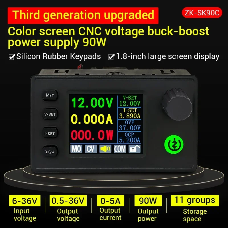 Цветной экран SK90C с ЧПУ, регулируемое напряжение, регулирование питания, постоянный напряжение и постоянный ток, зарядный модуль 90 Вт 
Цветной экран SK90C с ЧПУ, регулируемое напряжение, регулирование питания, постоянный напряжение и постоянный ток, зарядный модуль 90 Вт