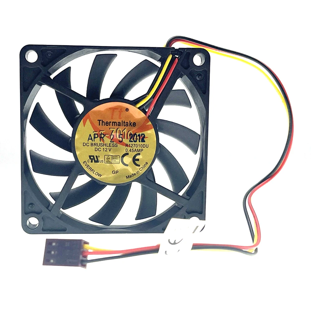 R127010DU 70mm Slim 10mm DC 12V High Speed 4600RPM 70X70X10mm Sigle Ball Bearing 3Pin Tach Speed Cooler Fans for Everflow
R127010DU 70mm Slim 10mm DC 12V High Speed 4600RPM 70X70X10mm Sigle Ball Bearing 3Pin Tach Speed Cooler Fans for Everflow
