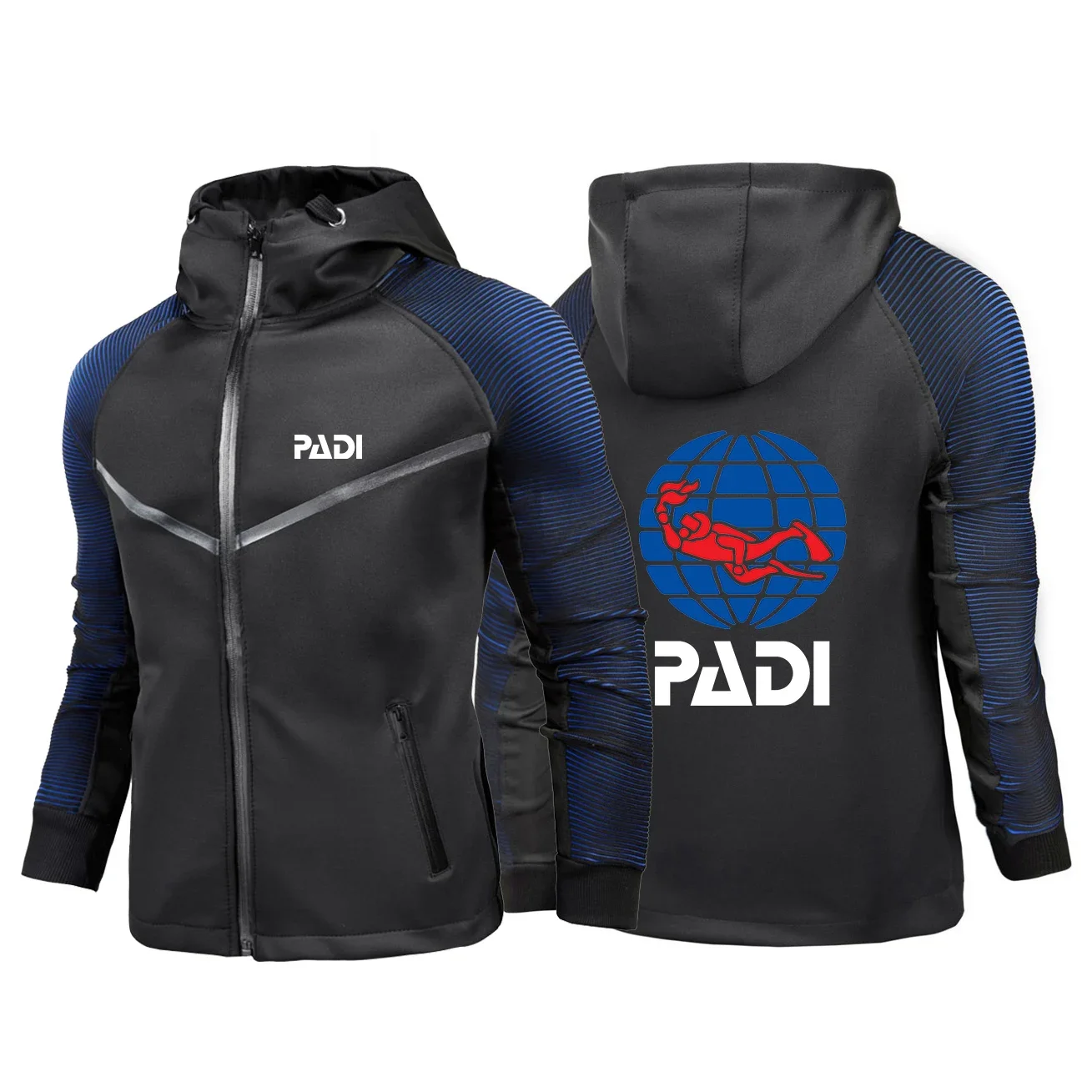 

2024 New Men's Scuba Driver Padi Printing Fashion Racing Suit Zipper Hip Hop Casual Hoodies Windbreaker Slim Fit All-Match Coat