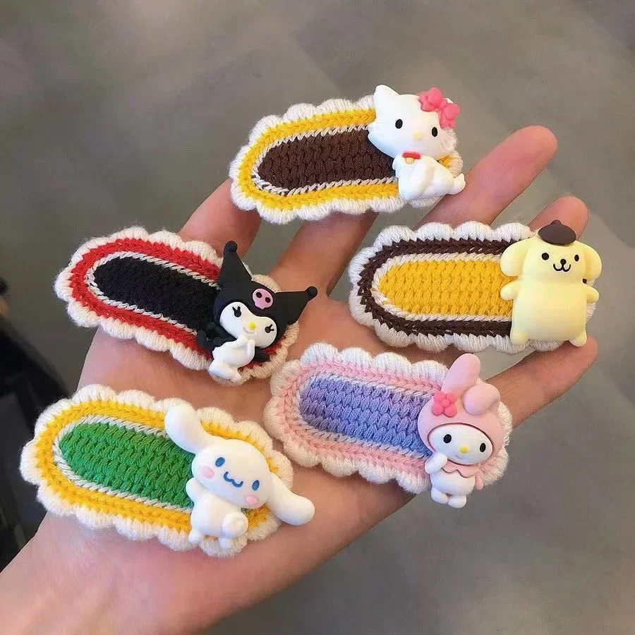Sanrio Hello Kitty Cute Hairpin Cinnamoroll Kuromi Kawaii Anime Wool Knitted Handmade Hairpin Cartoon Girl Hair Accessories Gift
Sanrio Hello Kitty Cute Hairpin Cinnamoroll Kuromi Kawaii Anime Wool Knitted Handmade Hairpin Cartoon Girl Hair Accessories Gift