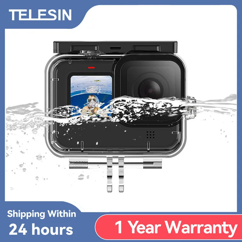 

TELESIN 60M Waterproof Case Underwater Tempered Glass Lens Diving Housing Cover for GoPro Hero 9 10 11 12 Black Camera Accessori