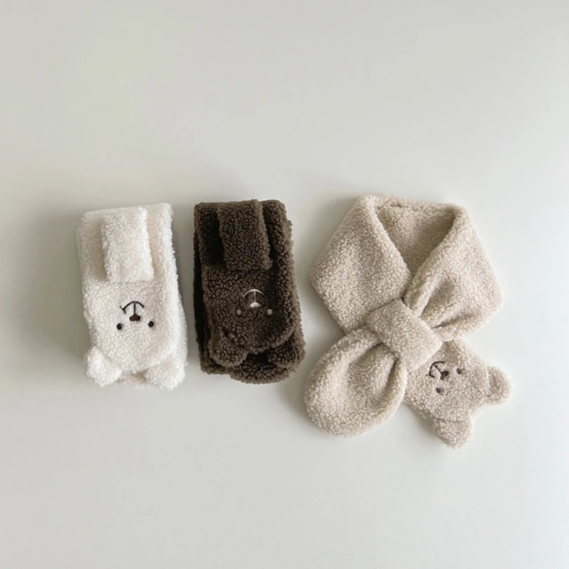 

Шейный платок с рисунком медведя для мальчиков и девочек, модный детский шейный шарф, удобный детский глушитель, осенне-зимний