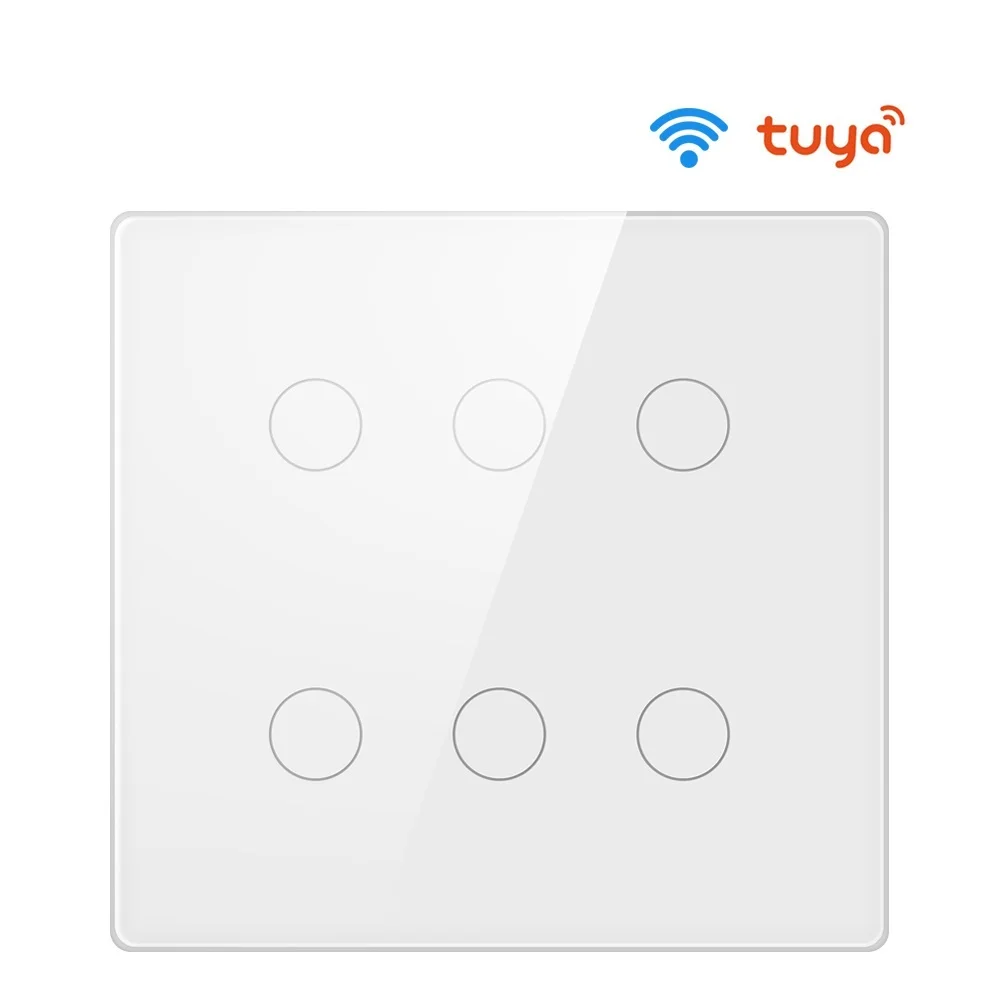 

Top Tuya Brazil 4x4 WiFi Wall Switch, Touch-Sensor Smart home interruptor 4/6 Gang Light Switch work with Alexa, Google Home