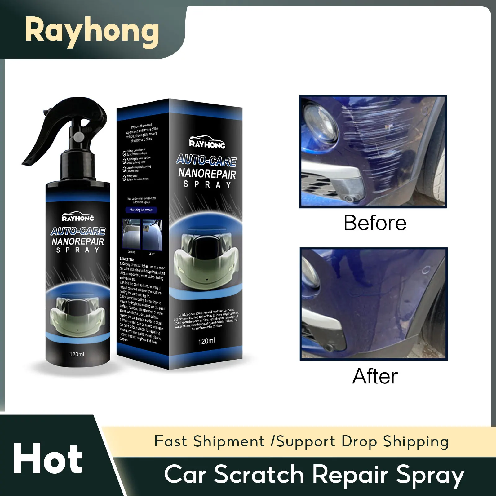 Car Scratch Repair Spray Auto Nano Ceramic Coating Hydrophobic Body Polish Remove Scratches Car Paint Surface Care Polished Coat
Car Scratch Repair Spray Auto Nano Ceramic Coating Hydrophobic Body Polish Remove Scratches Car Paint Surface Care Polished Coat