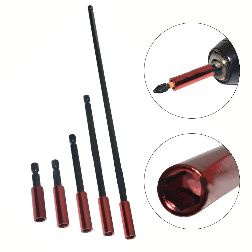 

1pc Red Screw Bits Extension Rod Quick Change Bit 1/4 Inch Shank Screwdriver Tip Holder 50mm / 60mm /100mm /150mm /300mm