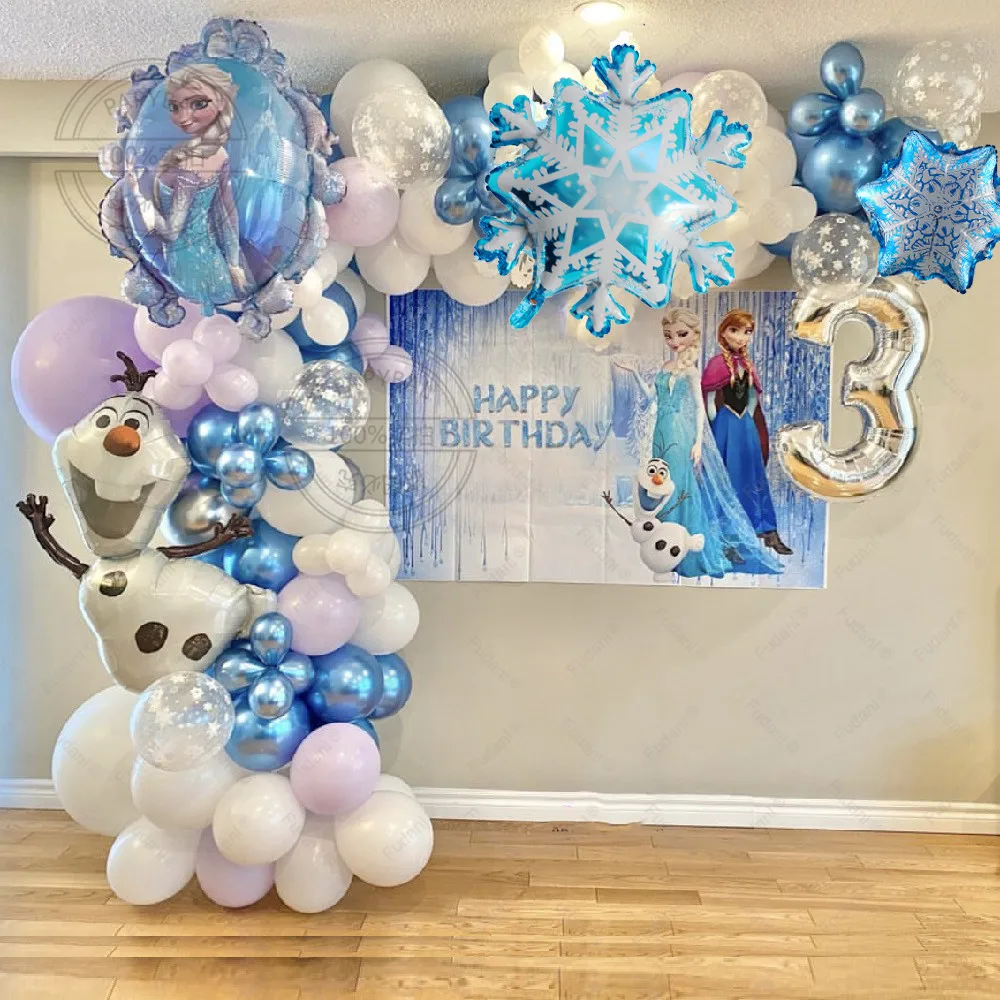 

124pcs Frozen Theme Balloons Garland Arch Kit Snowflake Elsa Olaf Foil Globos Girls Birthday Party Baby Shower Decoration Global