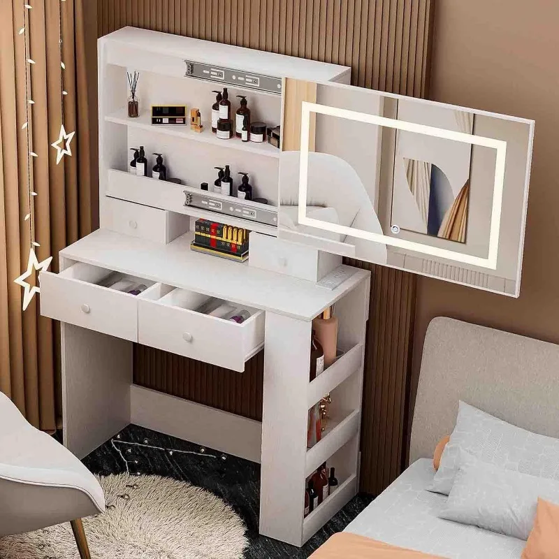 Vanity Desk with Sliding Lighted Mirror and Drawers, Makeup Vanity Mirror with 3-Color Adjustable Touch Light, Vanity Desk
Vanity Desk with Sliding Lighted Mirror and Drawers, Makeup Vanity Mirror with 3-Color Adjustable Touch Light, Vanity Desk