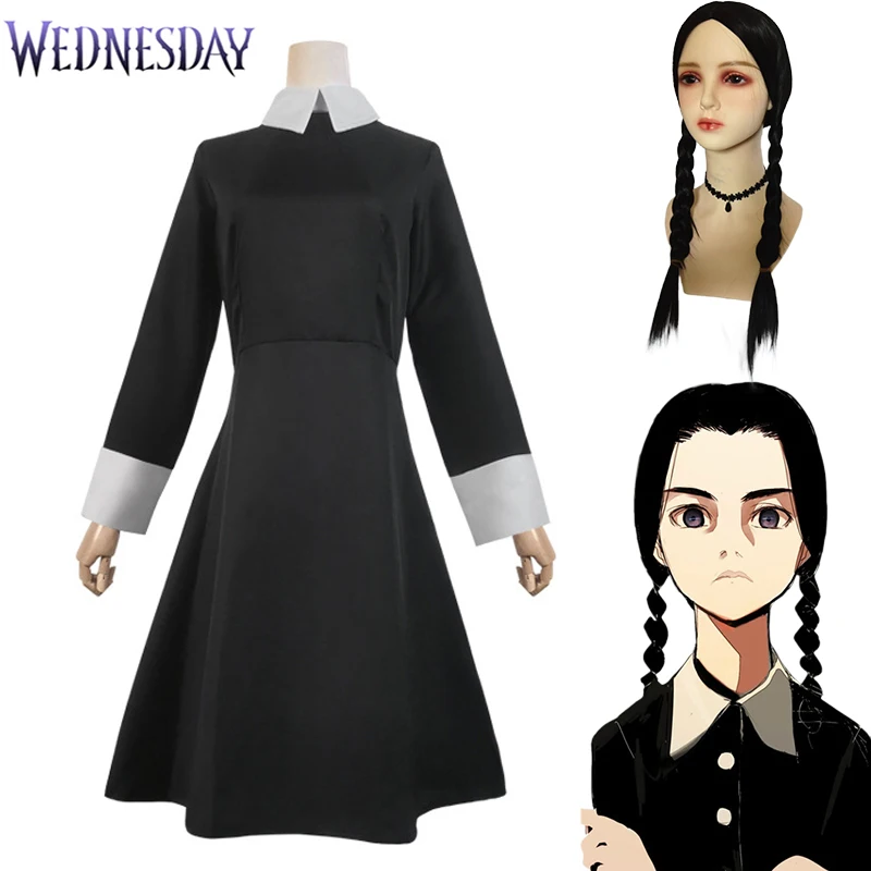 Movie Wednesday Addams Dress Wednesday Cosplay Dress Girl Black Dresses Wig Lolita Addams Halloween Cosplay Costumes for Women
Movie Wednesday Addams Dress Wednesday Cosplay Dress Girl Black Dresses Wig Lolita Addams Halloween Cosplay Costumes for Women