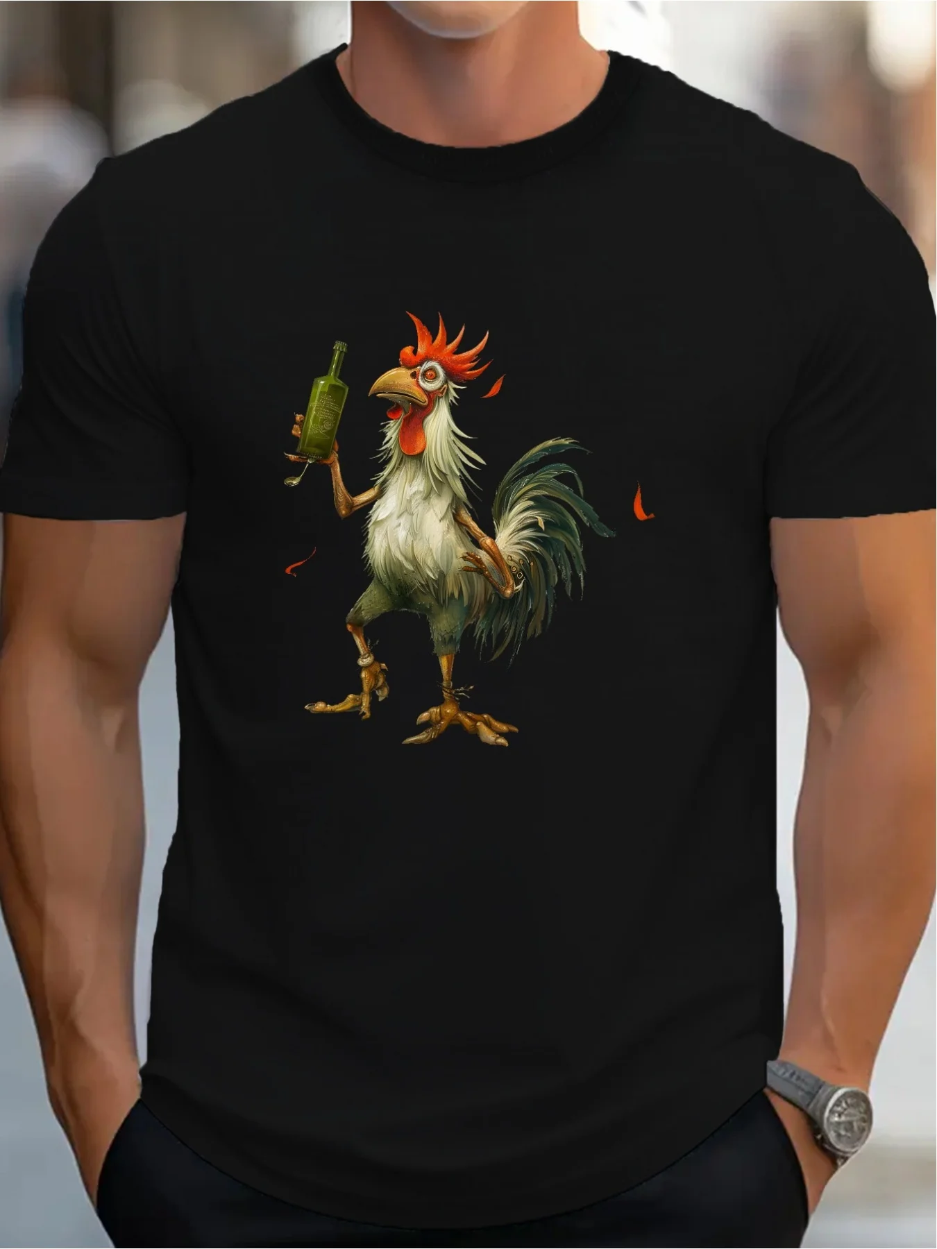 Whimsical Rooster Patterned Crew Neck T-Shirt - Soft, Breathable, Comfort Fit - Machine Washable, Summer Casual Wear for Men
Whimsical Rooster Patterned Crew Neck T-Shirt - Soft, Breathable, Comfort Fit - Machine Washable, Summer Casual Wear for Men