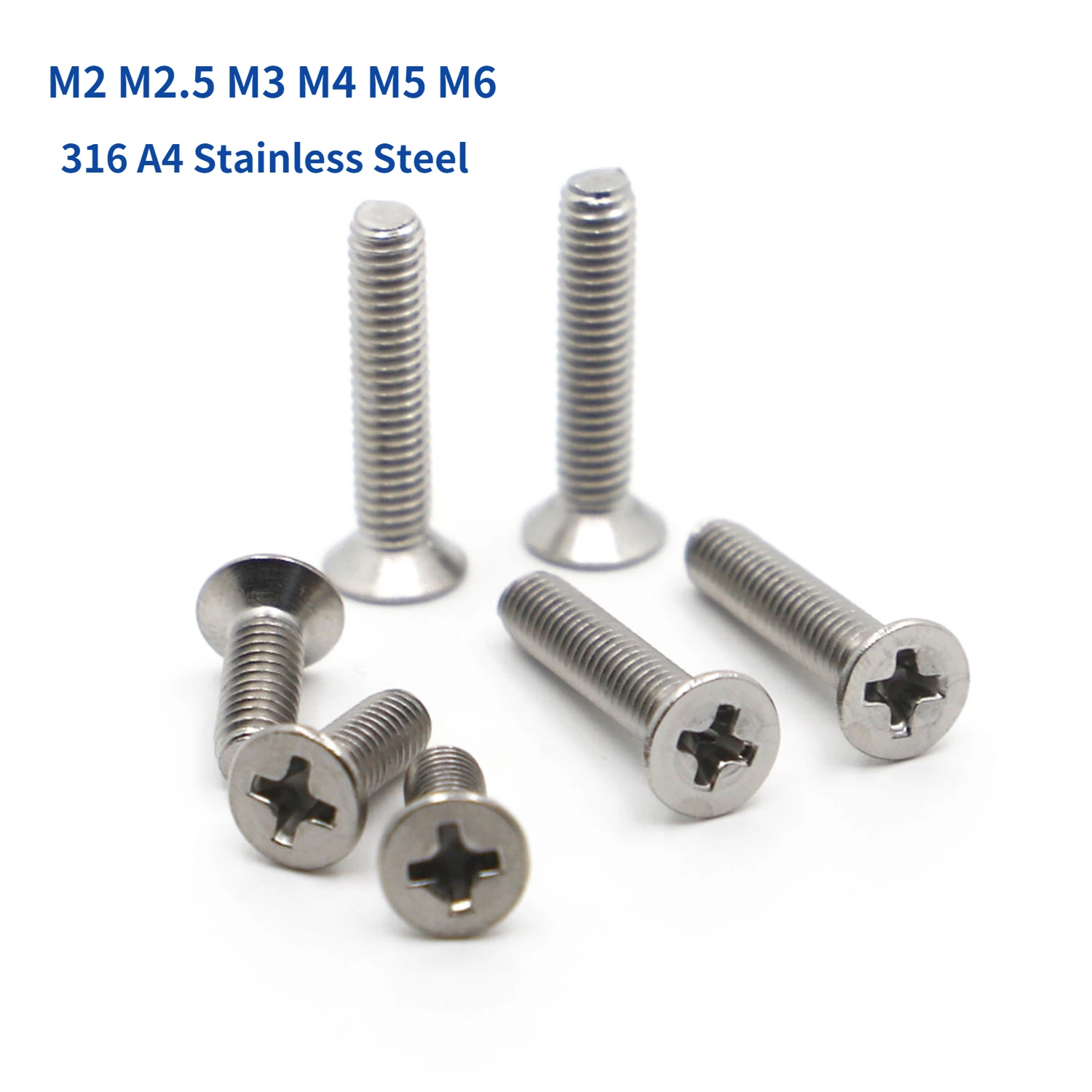 M2 M2.5 M3 M4 M5 M6 316 Stainless Steel Cross Phillips Flat Countersunk Head Screw Bolts Length 4-100mm
M2 M2.5 M3 M4 M5 M6 316 Stainless Steel Cross Phillips Flat Countersunk Head Screw Bolts Length 4-100mm