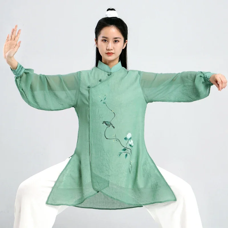 Одежда Tai Chi, женская искусственная одежда для соревнований кунг-фу, зеленая, 2022, без складок, ручная роспись
Одежда Tai Chi, женская искусственная одежда для соревнований кунг-фу, зеленая, 2022, без складок, ручная роспись