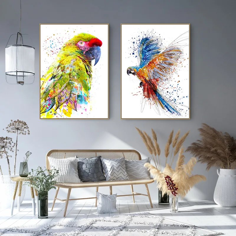 

Parakeets Birds Canvas Paintings Posters and Prints Abstract Watercolor Wall Art Pictures for Living Room Home Decoration Murals