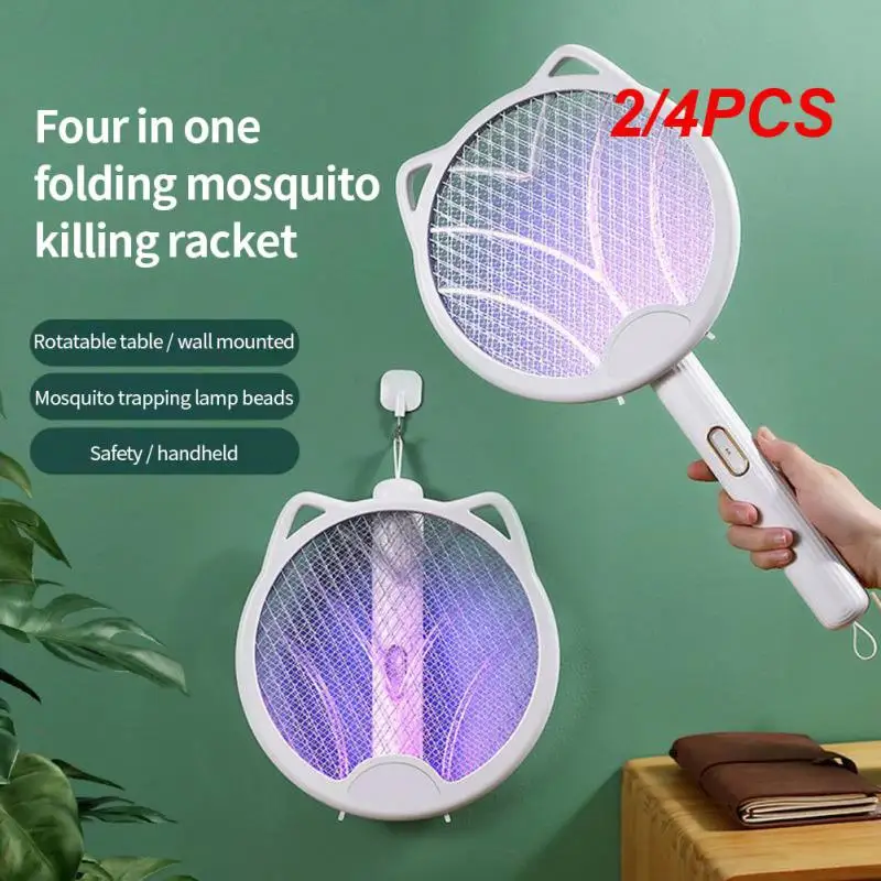 

2/4PCS New Folding Electric Mosquito Swatter Rechargeable Durable Household Four-in-one Mosquito Swatter Fly Swatter Lithium