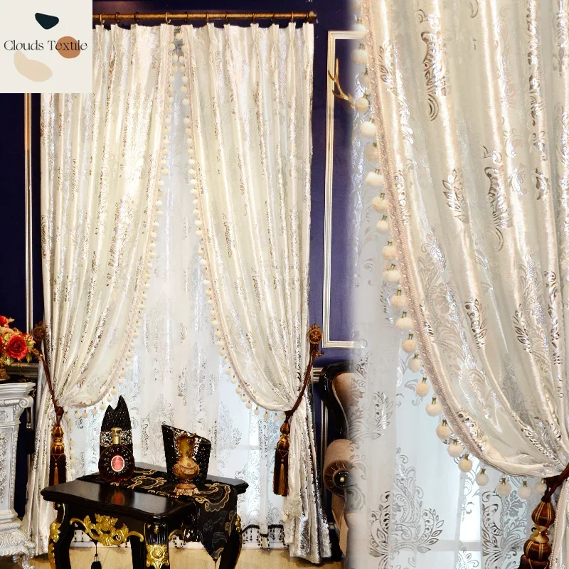 

White Curtain Shading New Curtains for Living Dining Room Bedroom Velvet European American French Double Layered Custom
