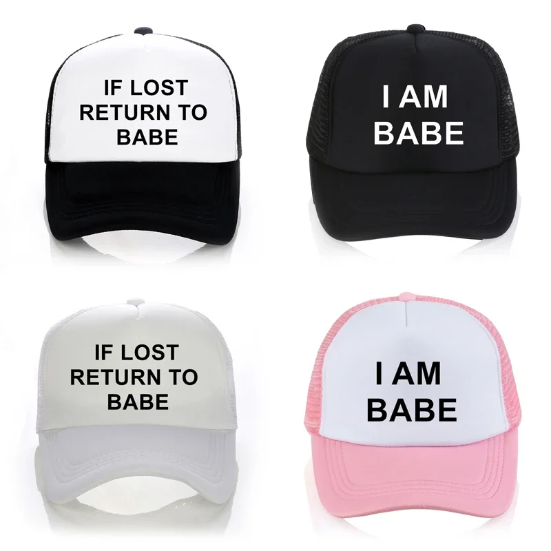 

If Lost Return To Babe I Am Babe Baseball Cap summer Casual Couple sun hat Mesh Trucker Caps cool Dad Golf Snapback Hats