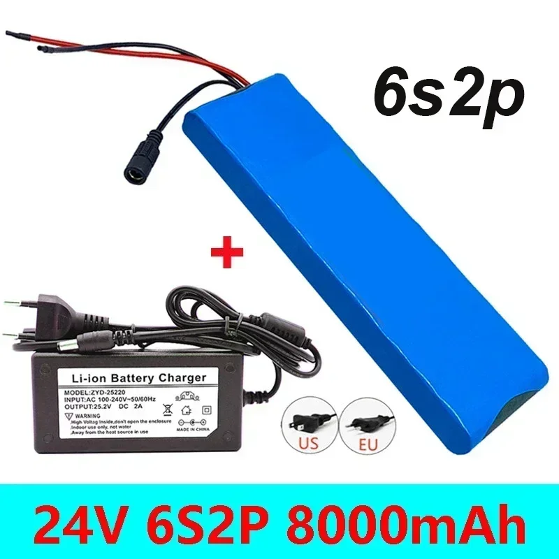 25.2V 24V 6S2P 8000mAh 18650 Lithium Battery Pack 24V with BMS for Electric Bicycle Moped Optional interface
25.2V 24V 6S2P 8000mAh 18650 Lithium Battery Pack 24V with BMS for Electric Bicycle Moped Optional interface