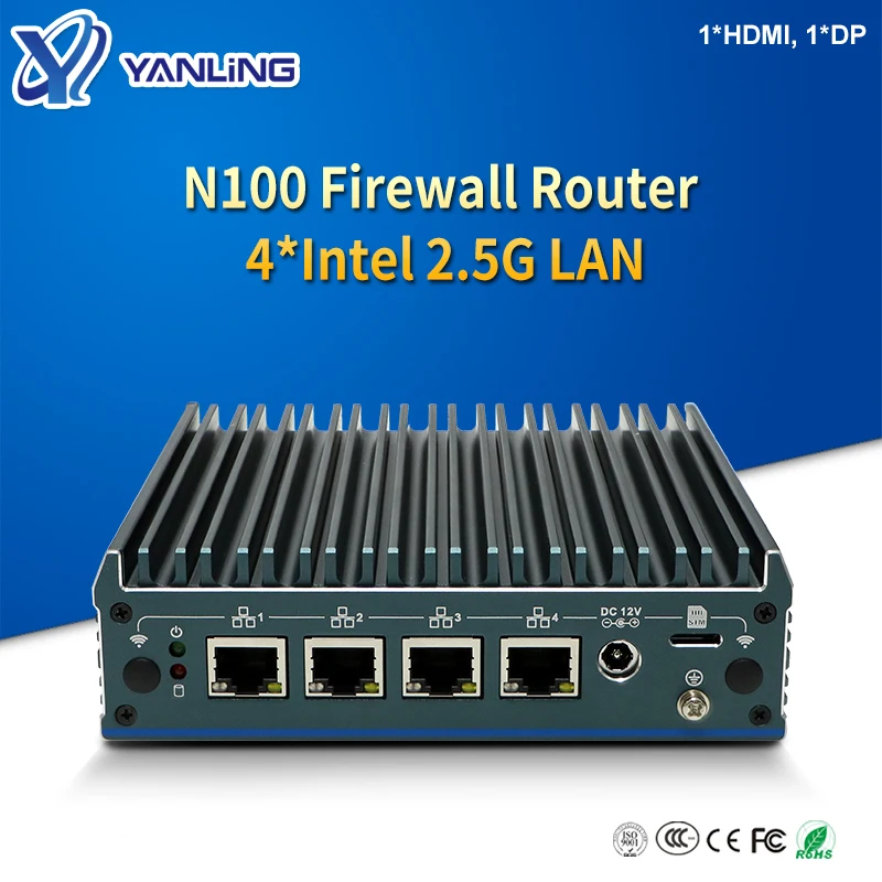 Yanling 12th Gen Intel N100 Мини ПК брандмауэр маршрутизатор 4x i225-V 2,5G LAN компьютер DDR4 RAM NVMe SSD Безвентиляторный мини ПК
Yanling 12th Gen Intel N100 Мини ПК брандмауэр маршрутизатор 4x i225-V 2,5G LAN компьютер DDR4 RAM NVMe SSD Безвентиляторный мини ПК