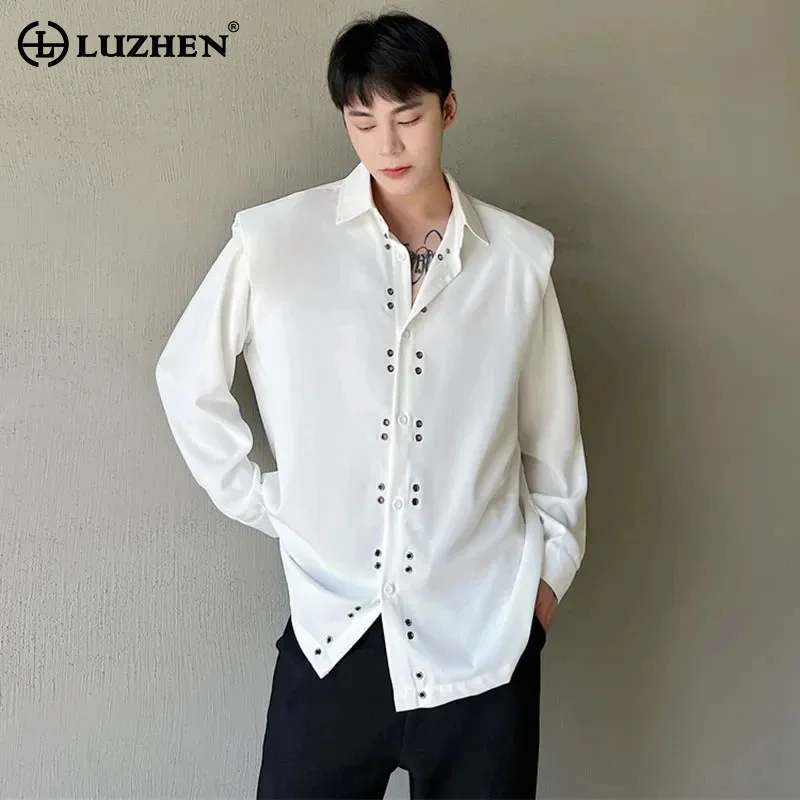 

LUZHEN Buttoned Decorate Personality Trendy Long Sleeved Shirts New Stylish Elegant Men Tops Korean Reviews Many Clothes LZ2508
