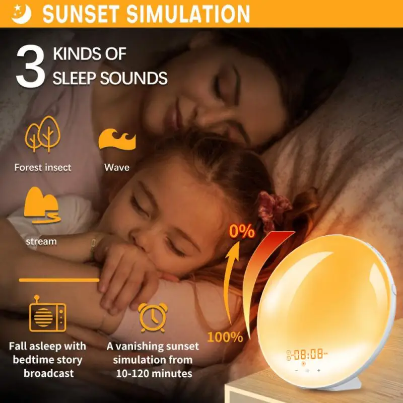 Fm-радио, настольная лампа, светодиодная лампа, будильник восхода, новинка, освещение для пробуждения, помощь в сне, красочная спальня, 2023, 7 цветов
Fm-радио, настольная лампа, светодиодная лампа, будильник восхода, новинка, освещение для пробуждения, помощь в сне, красочная спальня, 2023, 7 цветов