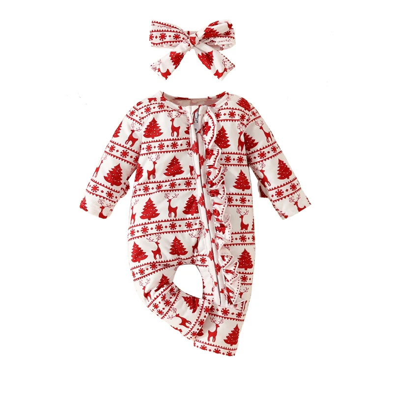 Baby Girls Christmas Outfit Long Sleeve Crew Neck Tree Elk Print Jumpsuit and Headband Fall Clothes
Baby Girls Christmas Outfit Long Sleeve Crew Neck Tree Elk Print Jumpsuit and Headband Fall Clothes