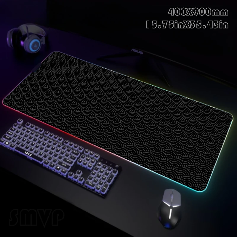 

Минималистичный большой коврик для мыши RGB, игровой коврик для мыши, игровые коврики для мыши, настольные коврики для ПК, коврики для клавиатуры RGB XXL 35,4x15,7 дюйма