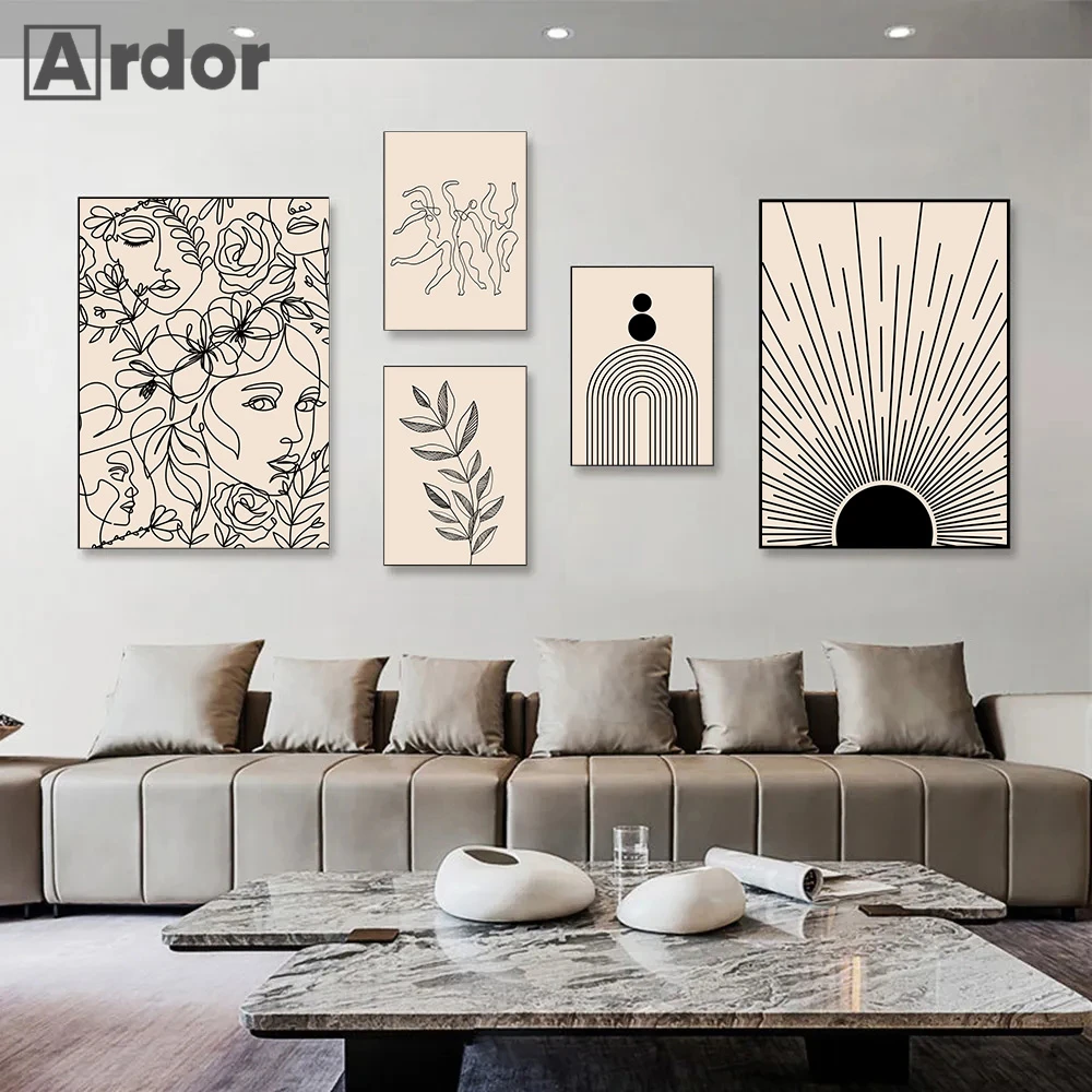 Beige Black Mid Century Sun Canvas Painting Abstract Woman Line Face Wall Art Print Poster Nordic Wall Pictures Bedroom Decor
Beige Black Mid Century Sun Canvas Painting Abstract Woman Line Face Wall Art Print Poster Nordic Wall Pictures Bedroom Decor
