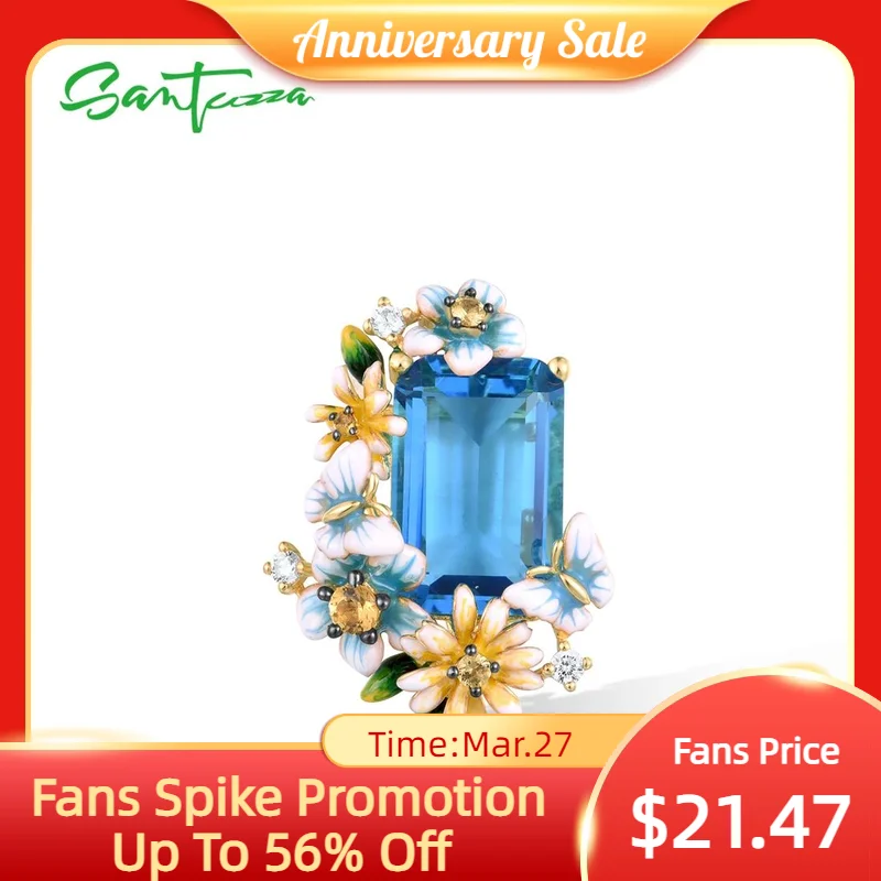 

Женский кулон SANTUZZA, из серебра 925 пробы с восьмиугольным голубым камнем, цветком, цветочной бабочкой, бриллиантами, свадебные ювелирные украшения