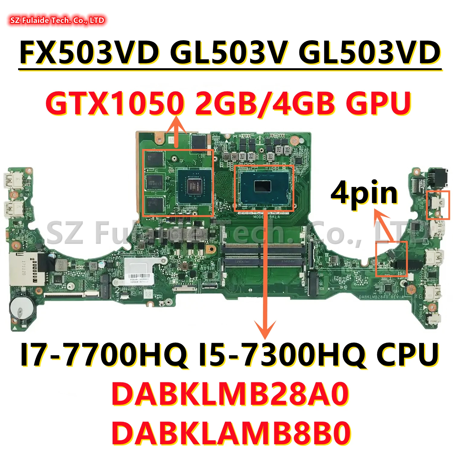 

Материнская плата DABKLMB28A0 dabklambda 8b0 для ноутбука Asus FX503V FX503VD GL503V GL503VD FX63VD GL503VM с процессором I5 I7 7th GTX1050 GPU