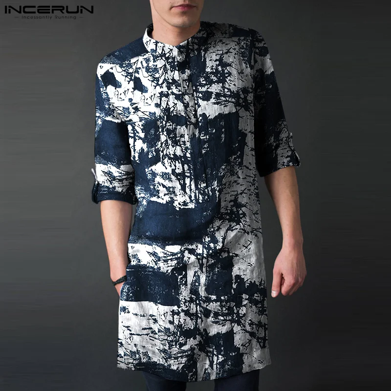 INCERUN Men Muslim Shirt Printing Stand Collar Long Sleeve Vintage Cotton Islamic Arabic Kaftan Men 2023 Casual Muslim Clothing
INCERUN Men Muslim Shirt Printing Stand Collar Long Sleeve Vintage Cotton Islamic Arabic Kaftan Men 2023 Casual Muslim Clothing