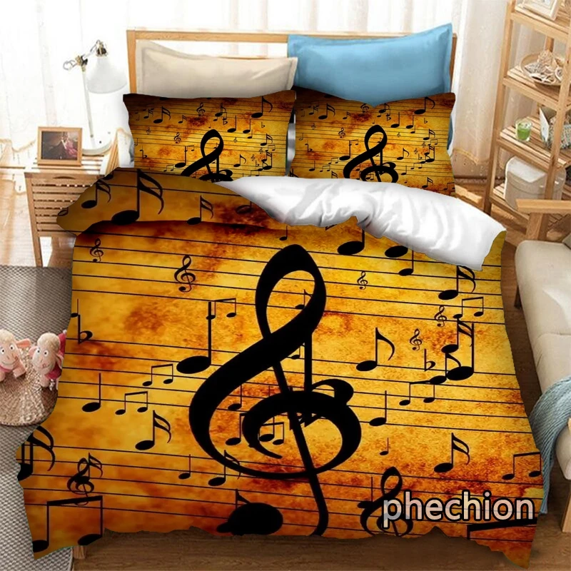 

phechion Music Note 3D Print Bedding Set Duvet Covers Pillowcases One Piece Comforter Bedding Sets Bedclothes Bed K429
