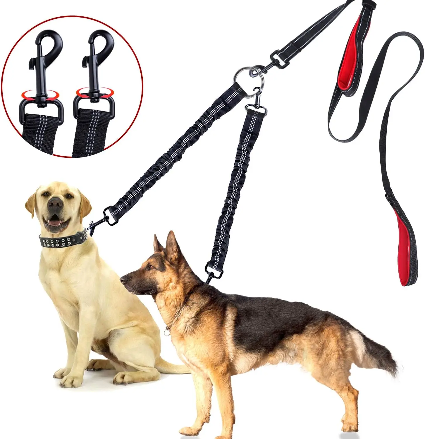 Double Dog Leash, 360 ° Swivel, No Tangle, Dog Walking Leash for 2 Dogs up to 200lbs, Comfortable Adjustable Dual Padded Handles
Double Dog Leash, 360 ° Swivel, No Tangle, Dog Walking Leash for 2 Dogs up to 200lbs, Comfortable Adjustable Dual Padded Handles