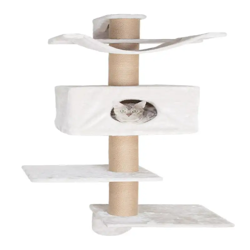 Jute & Plush 5-Level 60" Wall Mount Cat Tree with Scratching Posts & Condo, Light Gray-Greige
Jute & Plush 5-Level 60" Wall Mount Cat Tree with Scratching Posts & Condo, Light Gray-Greige