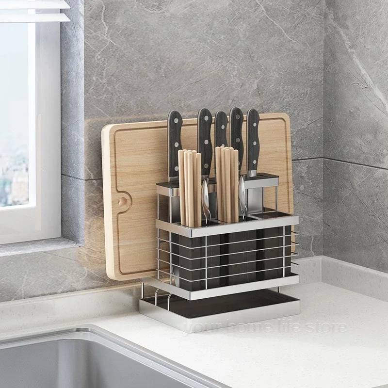 Kitchen Knife Holder Cutting Board Organizer 304 Stainless New with Draining Tray Kitchen Countertop Tableware Storage Stand
Kitchen Knife Holder Cutting Board Organizer 304 Stainless New with Draining Tray Kitchen Countertop Tableware Storage Stand