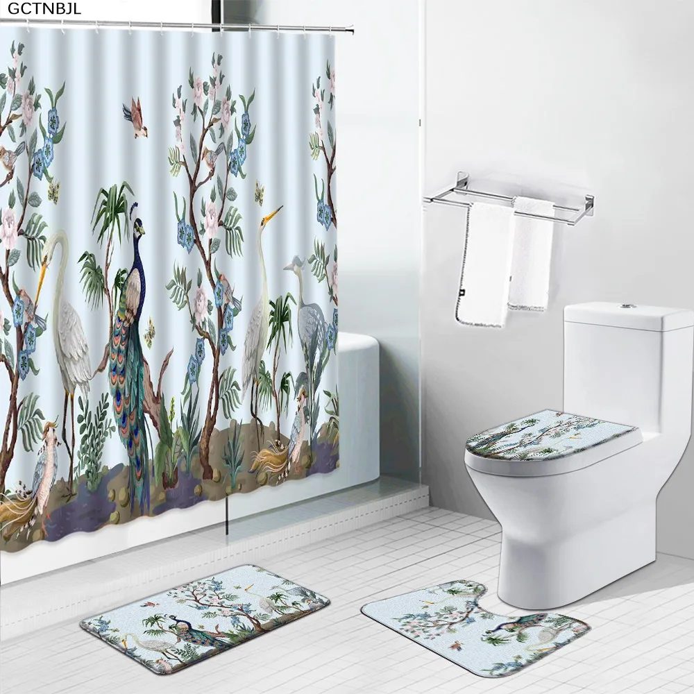 Plant Flower Landscape Shower Curtain Peacocks Animal Tropical Palm Scenery Bathroom Decor 4pcs Sets Bath Mat Anti Slip Foot Mat
Plant Flower Landscape Shower Curtain Peacocks Animal Tropical Palm Scenery Bathroom Decor 4pcs Sets Bath Mat Anti Slip Foot Mat