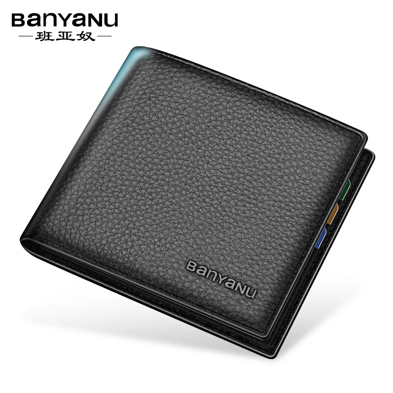 

Genuine Leather Men Wallets Brand Luxury RFID Blocking Purse Credit Card Holder Coin Purse Business Wallet for Men Carteras