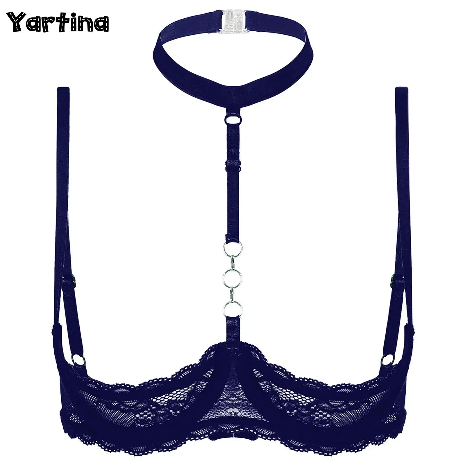 Womens Lingerie Open Chest Bra Tops 1/4 Cups Underwire Bra Halter Neck O Ring Sheer Lace Push Up Brassiere Lingerie Underwear
Womens Lingerie Open Chest Bra Tops 1/4 Cups Underwire Bra Halter Neck O Ring Sheer Lace Push Up Brassiere Lingerie Underwear