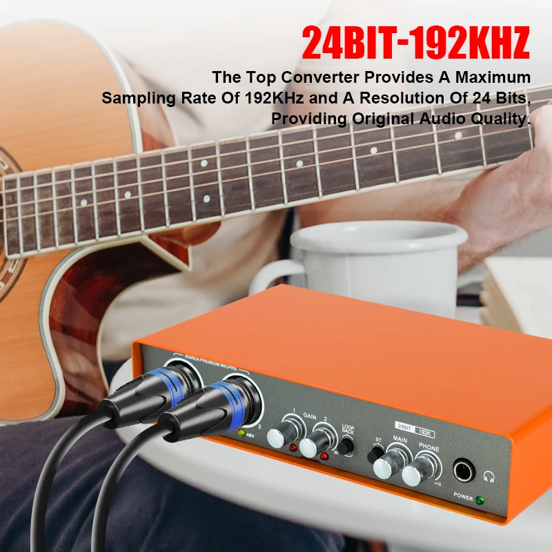 

New Audio Interface Sound Card with Monitoring,Electric Guitar Live Recording Professional Sound Card For Studio,Singing sound