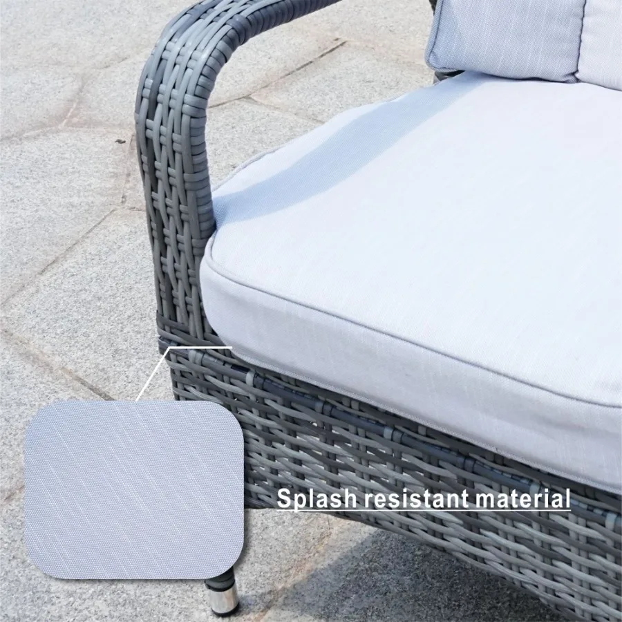 Direct Wicker Patio Fire Pit Dining Set 6Seat Rectangular Aluminum Table with Rattan Chairs Direct Wicker Patio Fire Pit Dining Set 6Seat Rectangular Aluminum Table with Rattan Chairs