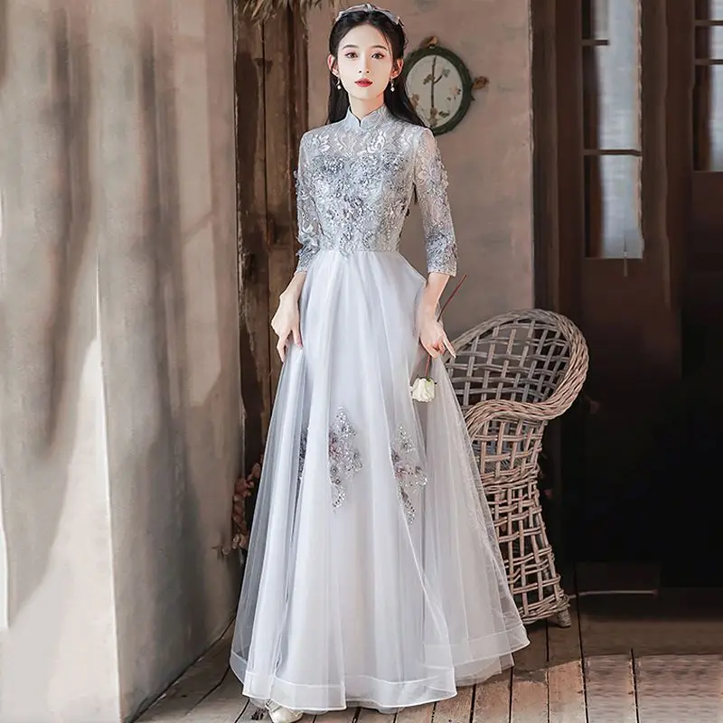 Banquet Evening Dress Chinese Style Qipao Engagement Dress Female Autumn And Winter Women Elegant Cheongsam Qipao Dress
Banquet Evening Dress Chinese Style Qipao Engagement Dress Female Autumn And Winter Women Elegant Cheongsam Qipao Dress
