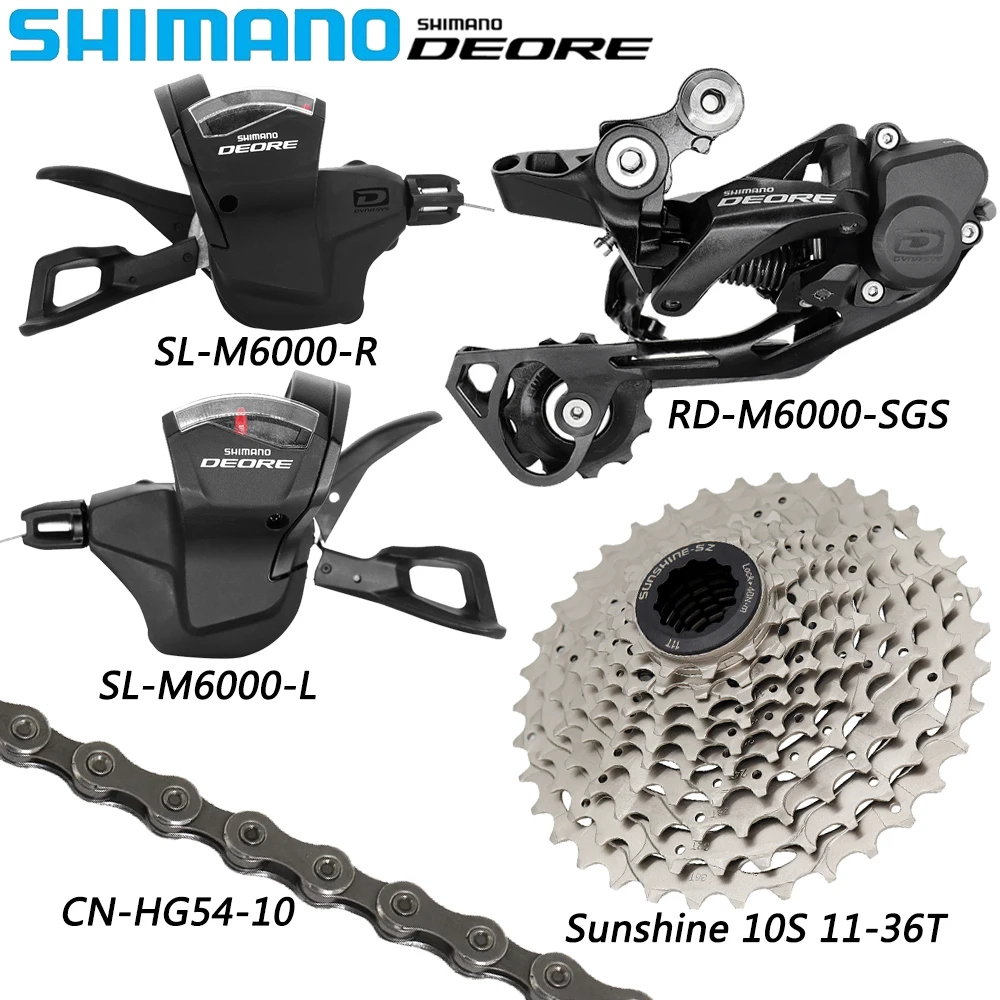 SHIMANO DEORE M6000 10 Speed Derailleur Groupset SL-M6000-R/L Shifter Lever CN-HG54 Chain Sunshine 36T/40T/46T/50T Cassette
SHIMANO DEORE M6000 10 Speed Derailleur Groupset SL-M6000-R/L Shifter Lever CN-HG54 Chain Sunshine 36T/40T/46T/50T Cassette