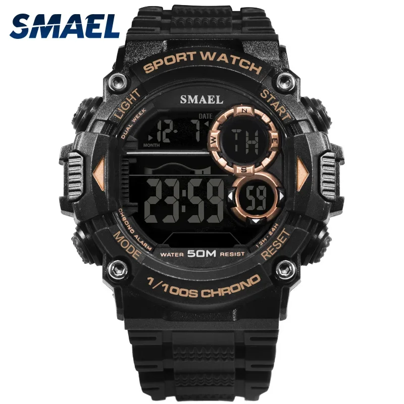 

SMAEL Watch Men Waterproof LED Sports S Shock Resist Relogio Masculino Sport Watch Black Gold 1707 Men Digital Watches Bracelet